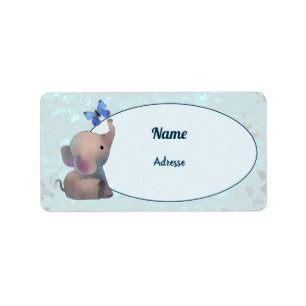 Elefant mit Schmetterling adressaufkleber Label