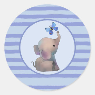Elefant mit Schmetterling Baby Spucktuch Babylätzc Classic Round Sticker