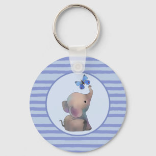 Elefant mit Schmetterling Key Ring
