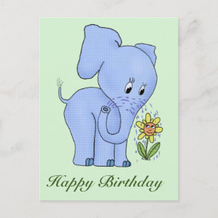 Elefant und Blume Postcard