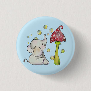 Elefant und Pilz  3 Cm Round Badge