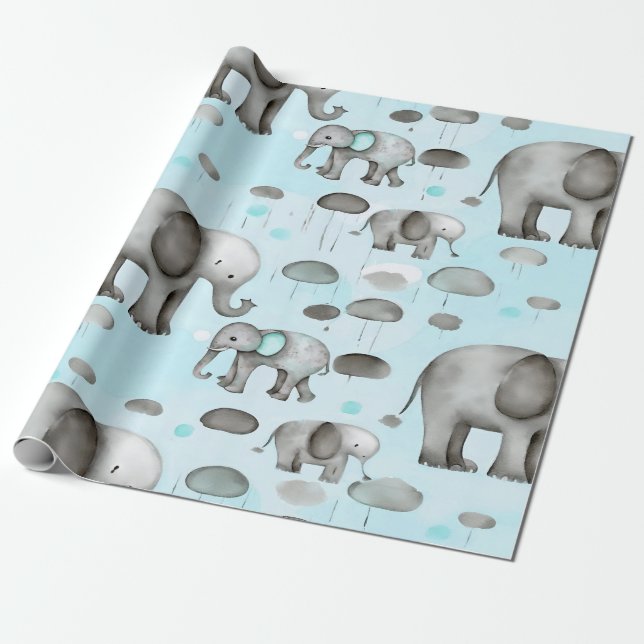 Elefantes  wrapping paper (Unrolled)