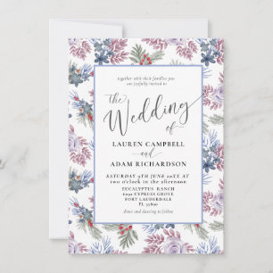 Elega Foliage Winter Watercolor Wedding Invitation