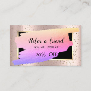 Elegan Gold Confetti,Ombre Brush Stroke Rose Gold Referral Card