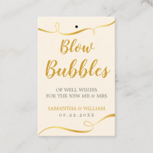Elegan Gold Wedding Bubble Wand Tag Custom
