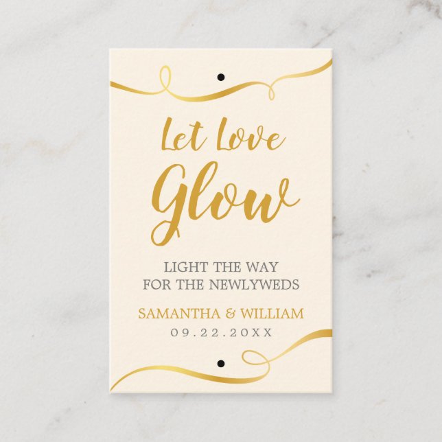 Elegan Gold Wedding Glow Stick Tag | Custom Colour (Front)