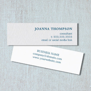 Elegan Simple Texture White Blue Consultant Mini Business Card
