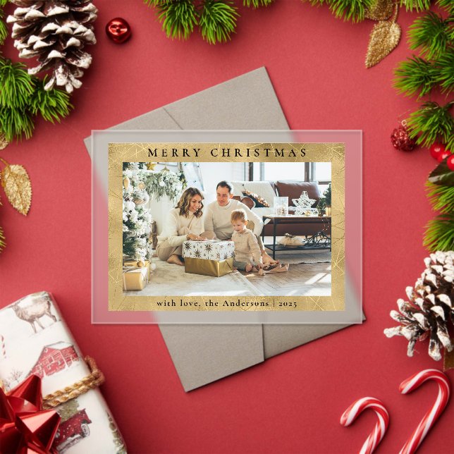 Elegan Stylish Faux Gold | Photo Christmas Card Acrylic Invitations (Insitu (Holiday))