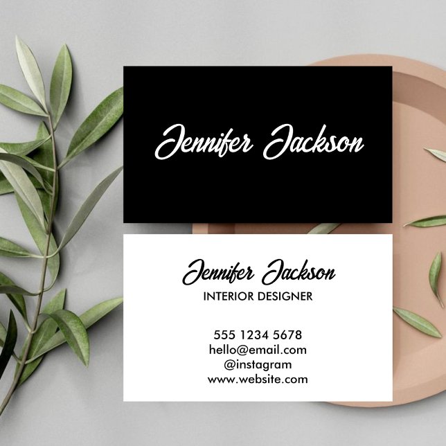 Elegan Unique Black & White Typography Script  Business Card (Creator Uploaded)