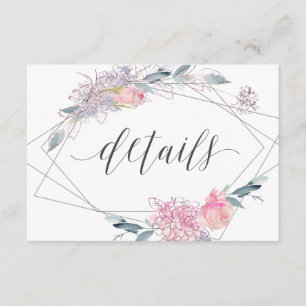 Elegan Watercolor Floral Geometric Wedding Details Invitation