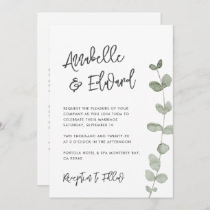 Elegan Wedding eucalyptus details, invitation chic