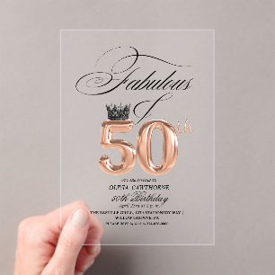 Elegance 50th & Fabulous Birthday Acrylic Invitations