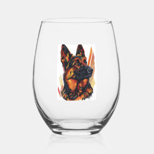 Elegance and Canine Grace German Shepherds Stemless Wine Glass