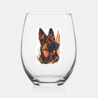 Elegance and Canine Grace German Shepherds Stemless Wine Glass