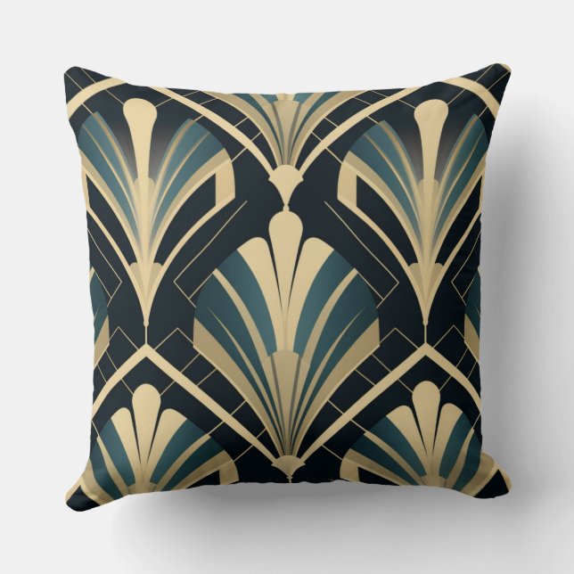 Elegance Art Deco - Blue Night and Ivory Cushion (Back)