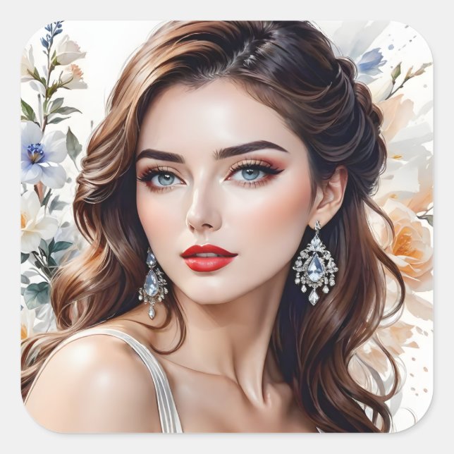 Elegance, beauty, and bliss are all words that can square sticker (Front)