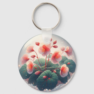 Elegance Begonia Flowers Key Ring