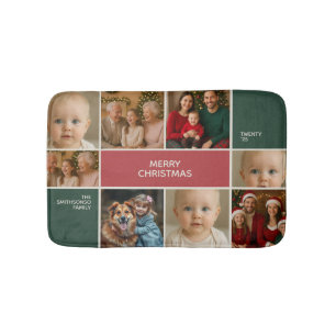 elegance big family Photos collage merry Christmas Bath Mat