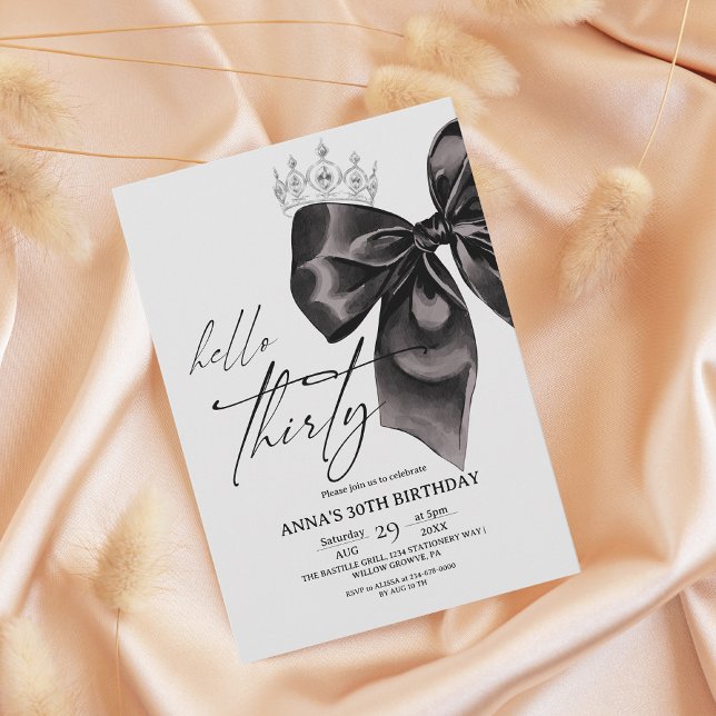 Elegance Black Bow 30th Birthday Invitation (Creator Uploaded)