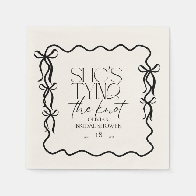 Elegance Black Bow Bridal Shower Napkin (Front)