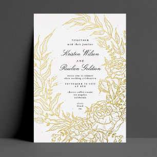 Elegance Black Florals GOLD Wreath Wedding