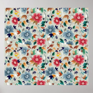 Elegance Blooms: Floral Vintage Background Poster