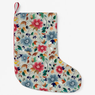 Elegance Blooms: Floral Vintage Background Small Christmas Stocking