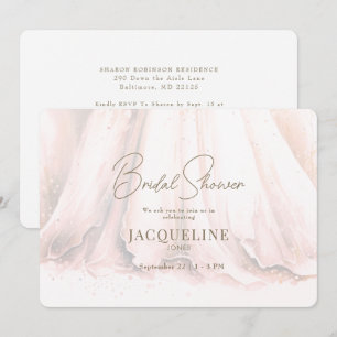 Elegance Blush Wedding Dress Bridal Shower Invitation