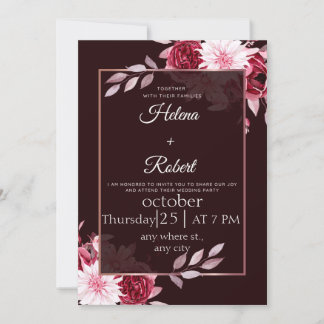 elegance botanical monogram rustic wedding invit invitation