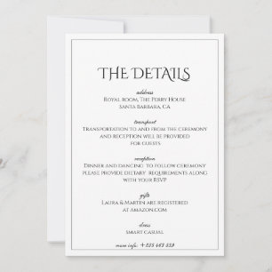 Elegance Classic text based The Details Invitation
