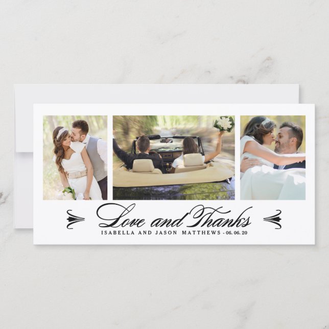 Elegance Collage | Wedding Thank You Photo Card (Front)