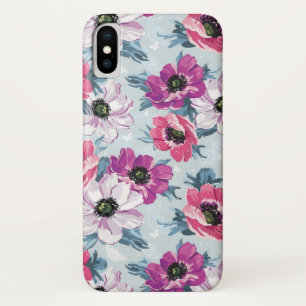 Elegance colour flowers pattern on blue iPhone x case