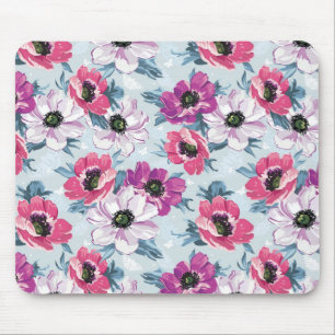 Elegance colour flowers pattern on blue mouse mat