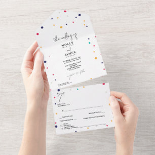 Elegance Colourful dot design wedding All In One Invitation