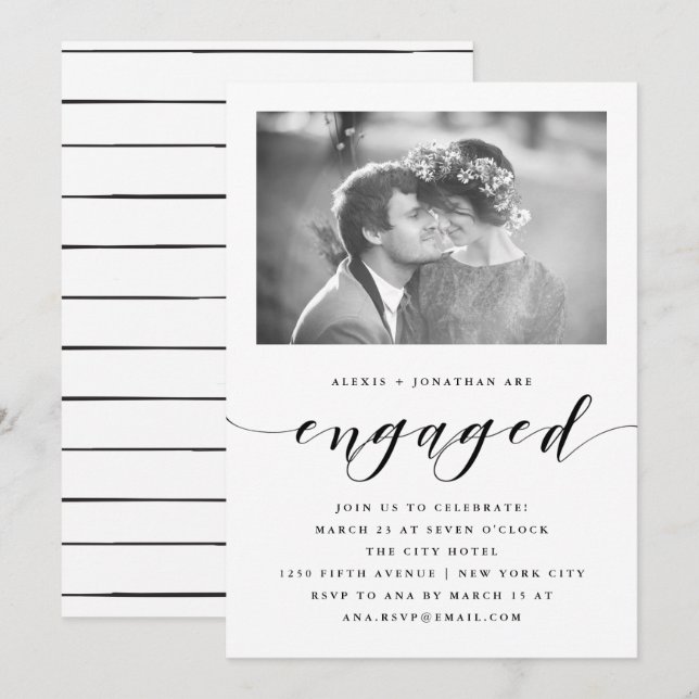 Elegance | Engagement Party Invitation with Photo (Front/Back)