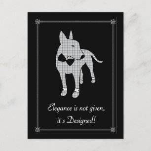 Elegance English Bull Terrier black tie pet art Postcard