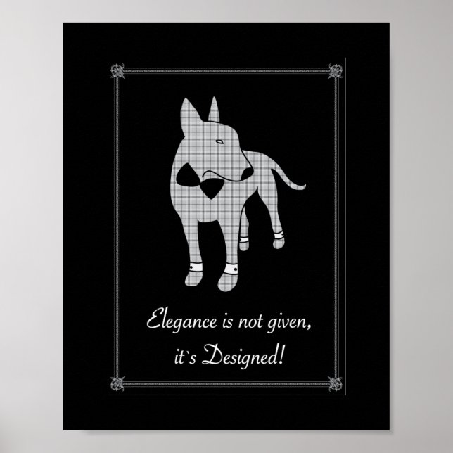 Elegance English Bull Terrier black tie pet art Poster (Front)