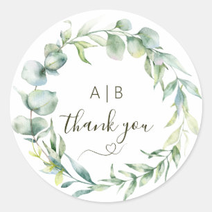 Elegance eucalyptus wreath greenery   classic round sticker
