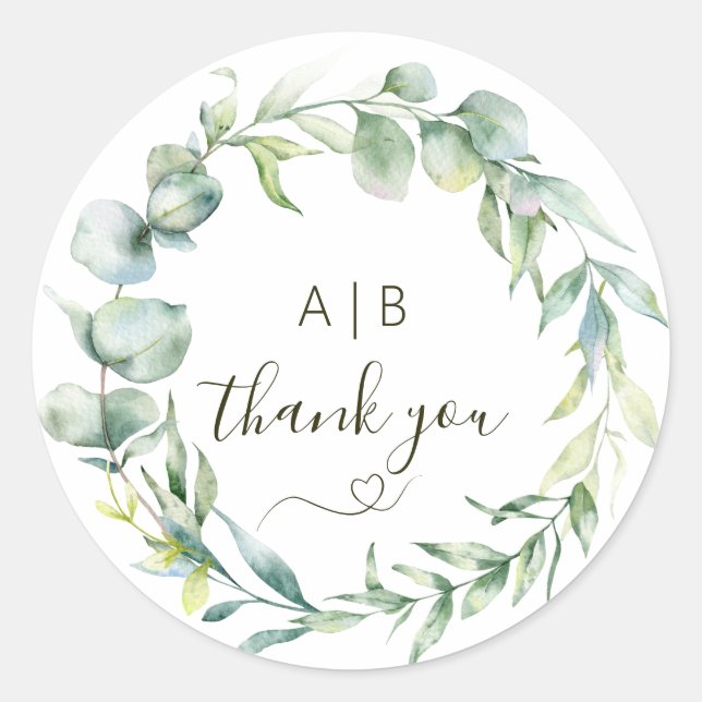 Elegance eucalyptus wreath greenery   classic round sticker (Front)