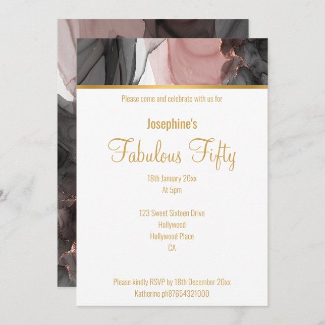 ELEGANCE FLOATING ROSE CUSTOM INVITATION (Front/Back)