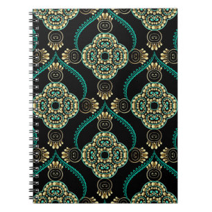 Elegance floral arabesque vintage seamless pattern notebook