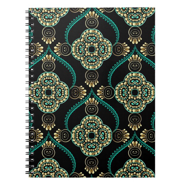 Elegance floral arabesque vintage seamless pattern notebook (Front)