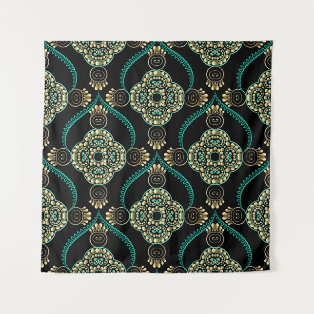 Elegance floral arabesque vintage seamless pattern tapestry (Front)