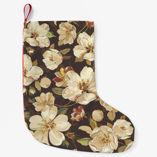Elegance flowers seamless pattern small christmas stocking (Front)