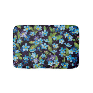 Elegance Forget-Me-Not Floral Pattern Bath Mat