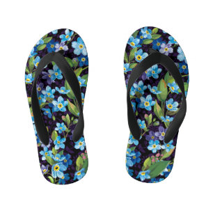 Elegance Forget-Me-Not Floral Pattern Kid's Flip Flops