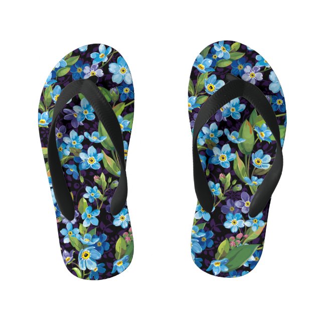 Elegance Forget-Me-Not Floral Pattern Kid's Flip Flops (Footbed)
