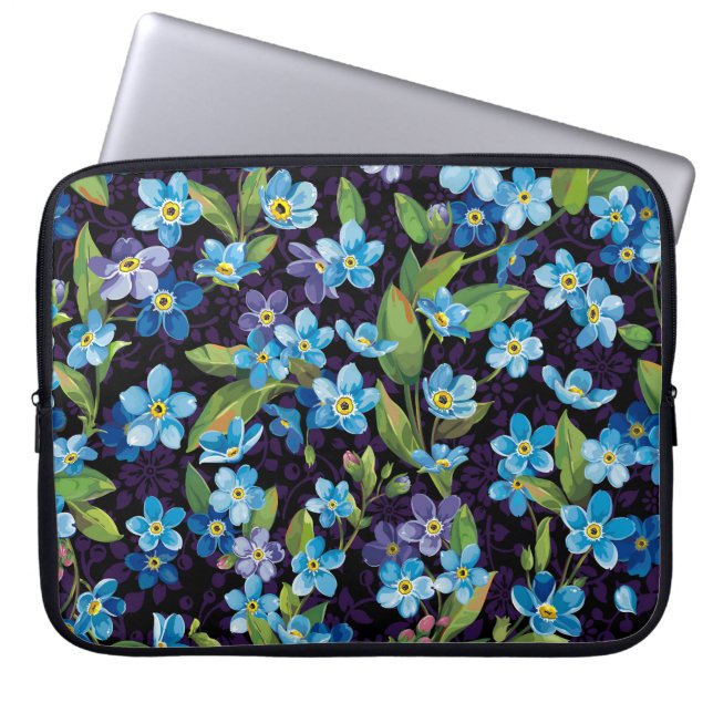 Elegance Forget-Me-Not Floral Pattern Laptop Sleeve (Front)