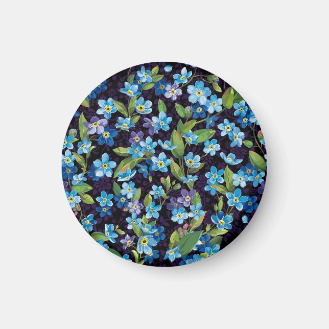 Elegance Forget-Me-Not Floral Pattern Magnet (Front)