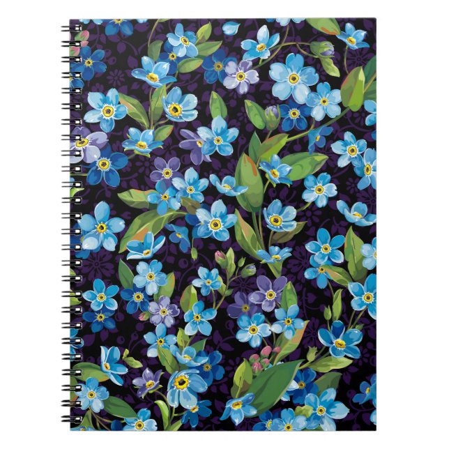 Elegance Forget-Me-Not Floral Pattern Notebook (Front)